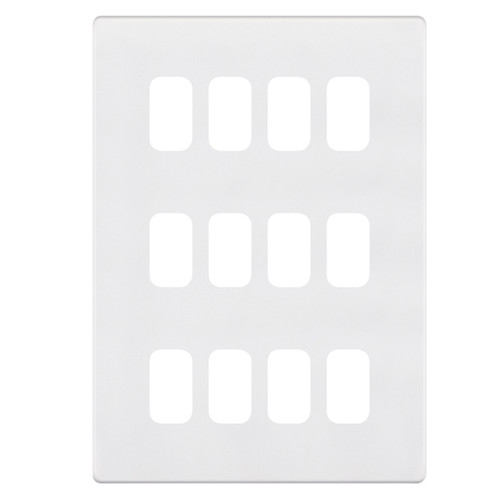 Modular Plate Screwless 12 gang Matt White