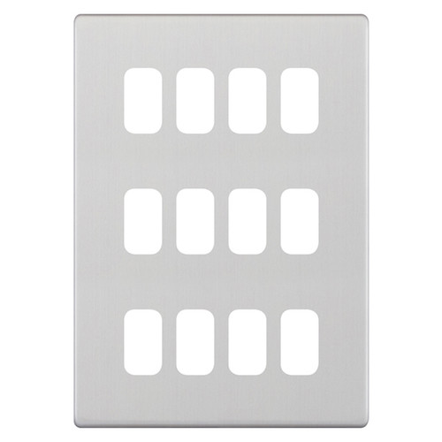 Modular Plate Screwless 12 gang Brushed Stainless