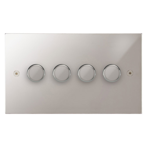 Horizon Square Dimmer Switch LED Trailing Edge 120W 4 gang 2 way Polished Chrome