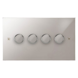 Horizon Square Dimmer Switch LED Trailing Edge 120W 4 gang 2 way Polished Stainless Steel