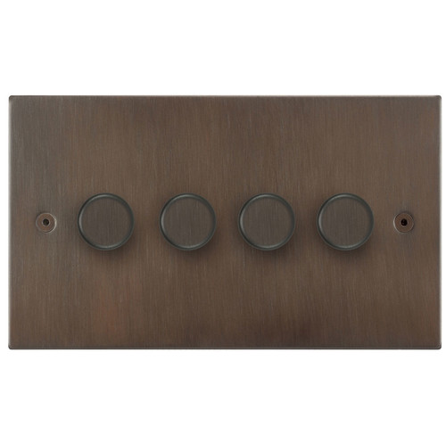 Horizon Square Dimmer Switch LED Trailing Edge 120W 4 gang 2 way Chocolate Bronze