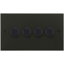 Horizon Square Dimmer Switch LED Trailing Edge 120W 4 gang 2 way Matt Black