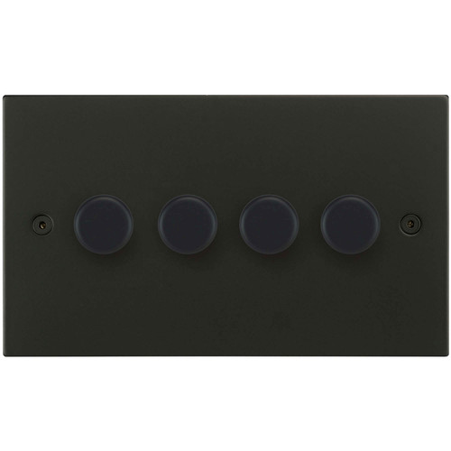 Horizon Square Dimmer Switch LED Trailing Edge 120W 4 gang 2 way Matt Black