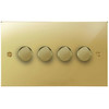 Horizon Square Dimmer Switch LED Trailing Edge 120W 4 gang 2 way Polished Brass