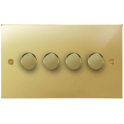 Horizon Square Dimmer Switch LED Trailing Edge 120W 4 gang 2 way Polished Brass