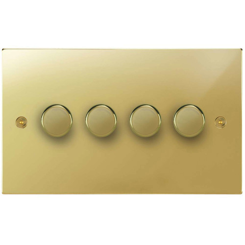 Horizon Square Dimmer Switch LED Trailing Edge 120W 4 gang 2 way Polished Brass