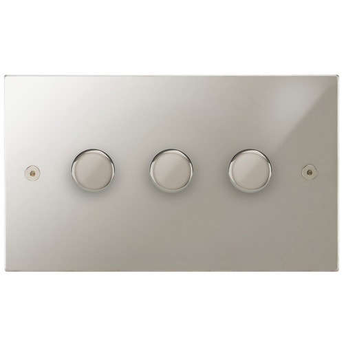 Horizon Square Dimmer Switch LED Trailing Edge 120W 3 gang 2 way Polished Nickel