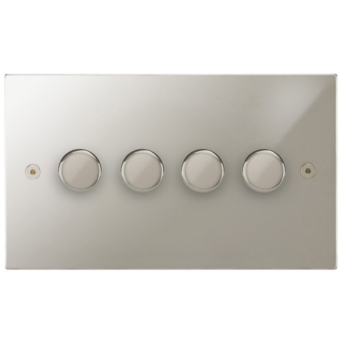 Horizon Square Dimmer Switch LED Trailing Edge 120W 4 gang 2 way Polished Nickel