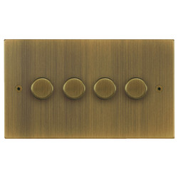 Horizon Square Dimmer Switch LED Trailing Edge 120W 4 gang 2 way Antique Brass