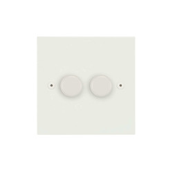 Horizon Square Dimmer Switch LED Trailing Edge 120W 2 gang 2 way Matt White