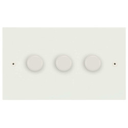 Horizon Square Dimmer Switch LED Trailing Edge 120W 3 gang 2 way Matt White