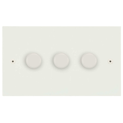 Horizon Square Dimmer Switch LED Trailing Edge 120W 3 gang 2 way Matt White