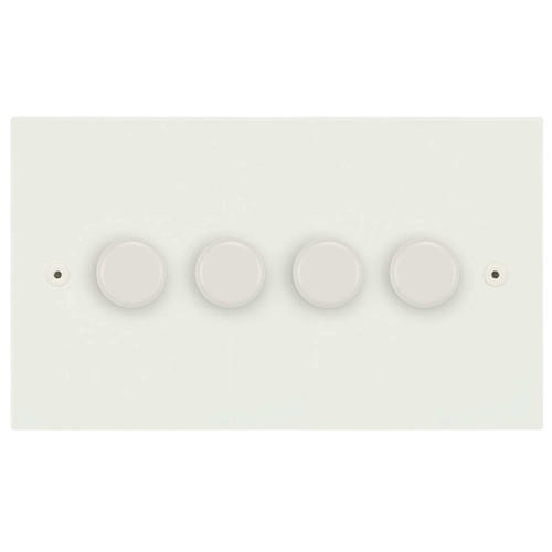 Horizon Square Dimmer Switch LED Trailing Edge 120W 4 gang 2 way Matt White