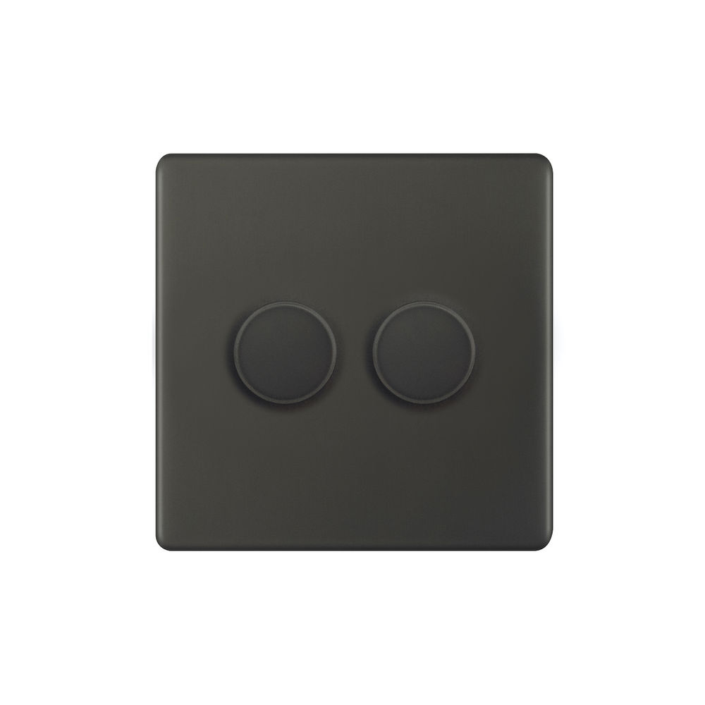 LED Dimmer LED Trailing Edge Switch Screwless 100W 2 gang 2 way Dark ...