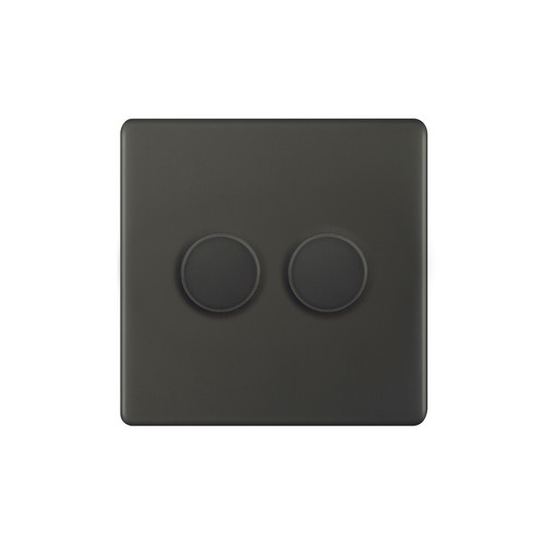 LED Dimmer LED Trailing Edge Switch Screwless 100W 2 gang 2 way Dark Bronze