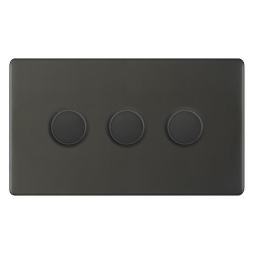 LED Dimmer LED Trailing Edge Switch Screwless 100W 3 gang  2 way Dark Bronze