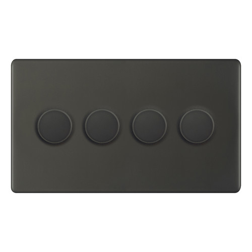 LED Dimmer LED Trailing Edge Switch Screwless 100W 4 gang  2 way Dark Bronze
