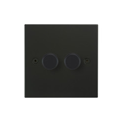 Horizon Square Dimmer Switch LED Trailing Edge 120W 2 gang 2 Way Matt Black