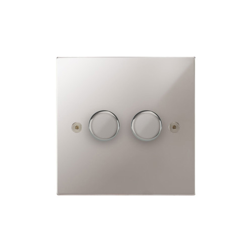 Horizon Square Dimmer Switch LED Trailing Edge 120W 2 gang 2 way Polished Chrome