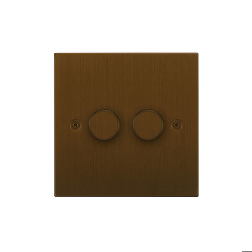 Horizon Square Dimmer Switch LED Trailing Edge 120W 2 gang 2 way Antique Bronze