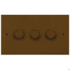 Horizon Square Dimmer Switch LED Trailing Edge 120W 3 gang 2 way Antique Bronze