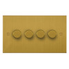 Horizon Square Dimmer Switch LED Trailing Edge 120W 4 gang 2 way Satin Brass