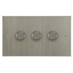 Horizon Square Dimmer Switch LED Trailing Edge 120W 3 gang 2 way Satin Nickel
