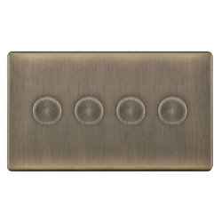 LED Dimmer LED Trailing Edge Switch Screwless 100W 4 gang  2 way Antique Brass