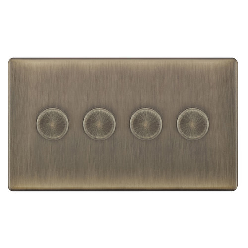 LED Dimmer LED Trailing Edge Switch Screwless 100W 4 gang  2 way Antique Brass