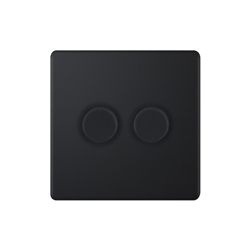 LED Dimmer LED Trailing Edge Switch Screwless 100W 2 gang 2 way Matt Black