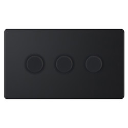 LED Dimmer LED Trailing Edge Switch Screwless 100W 3 gang 2 way Matt Black