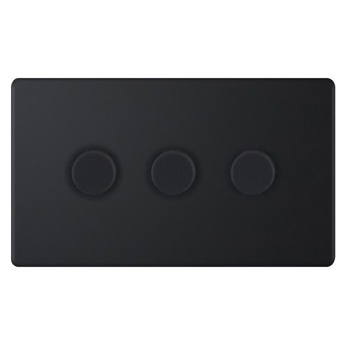 LED Dimmer LED Trailing Edge Switch Screwless 100W 3 gang 2 way Matt Black