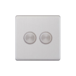 LED Dimmer LED Trailing Edge Switch Screwless 100W 2 gang 2 way Brushed Stainless