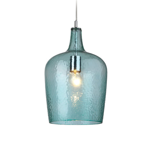 Glass Textured Pendant Light 60W Aqua Blue