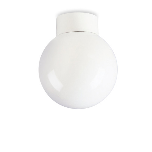 Glass Sphere Flush Mount Ceiling Light White Opal 60W