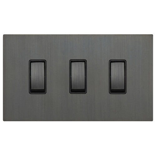 Renaissance Rocker Switch 3 Gang 2 Way Umber Bronze