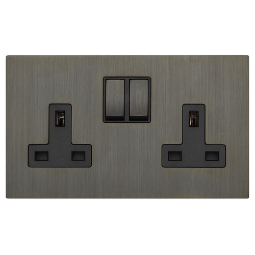 Renaissance Switched Socket 2 Gang 13 Amp Umber Bronze
