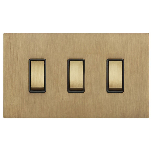 Renaissance Rocker Switch 3 Gang 2 Way Sienna Brass