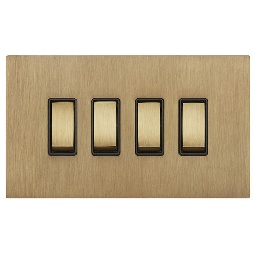 Renaissance Rocker Switch 4 Gang 2 Way Sienna Brass