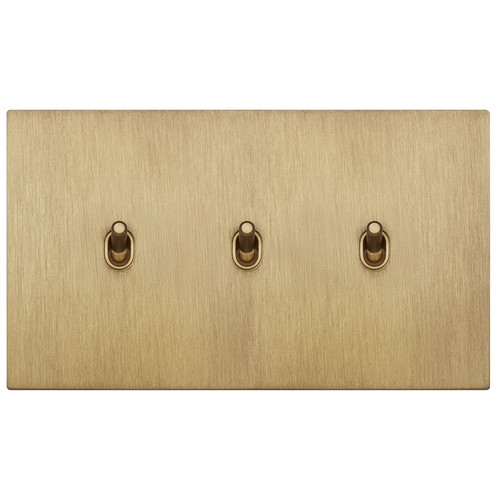Renaissance Contemporary Toggle Switch 3 Gang 2 Way Sienna Brass