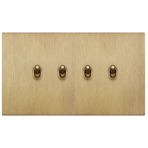 Renaissance Contemporary Toggle Switch 4 Gang 2 Way Sienna Brass