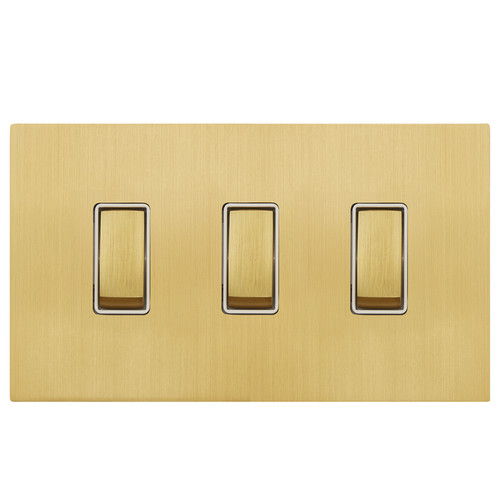 Renaissance Rocker Switch 3 Gang 2 Way Ochre Brass
