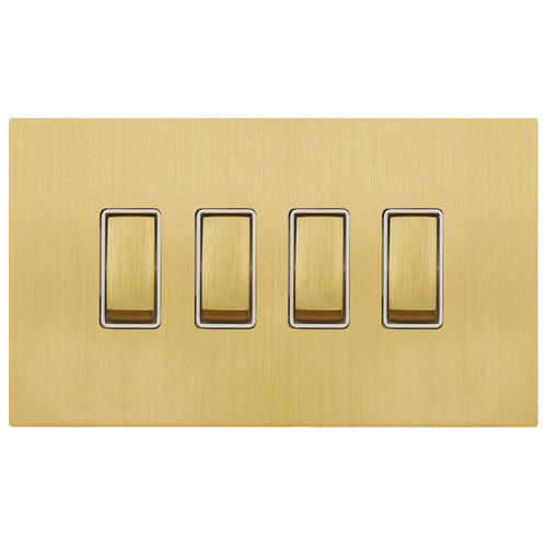 Renaissance Rocker Switch 4 Gang 2 Way Ochre Brass
