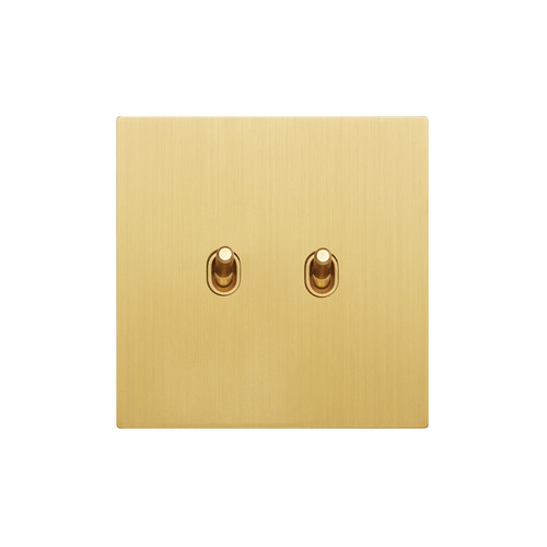 Renaissance Contemporary Toggle Switch 2 Gang 2 Way Ochre Brass