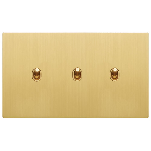 Renaissance Contemporary Toggle Switch 3 Gang 2 Way Ochre Brass