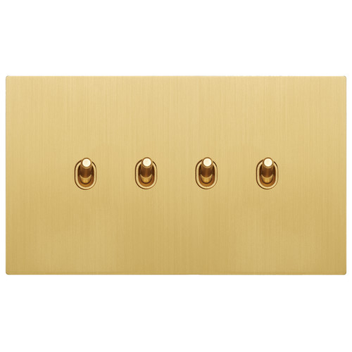 Renaissance Contemporary Toggle Switch 4 Gang 2 Way Ochre Brass