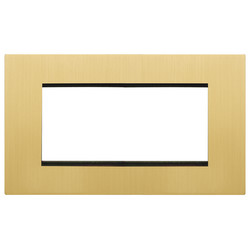 Renaissance Euro Plate 4 Gang Ochre Brass