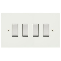 Horizon Square Rocker Switch Paintable 4 gang 20 amp 2 way Primed White