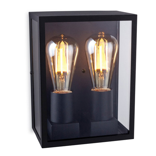 Houston Outdoor Lantern Wall Light Black 2x30W