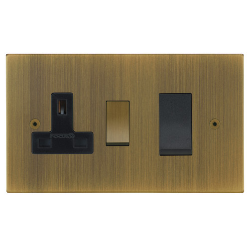 Horizon Square Cooker Switch 1 gang 45 amp socket outlet Antique Brass